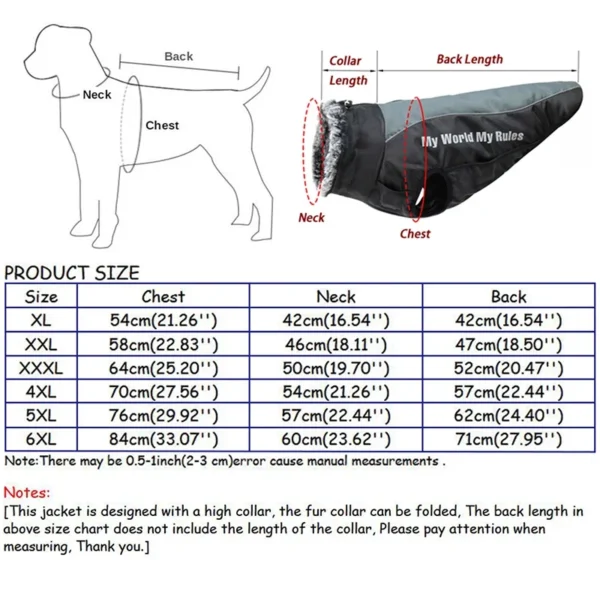 Waterproof Large Dog Clothes Winter Dog Coat With Harness Furry Collar Warm Pet Clothing Big Dog Jacket Labrador Bulldog Costume - Image 10