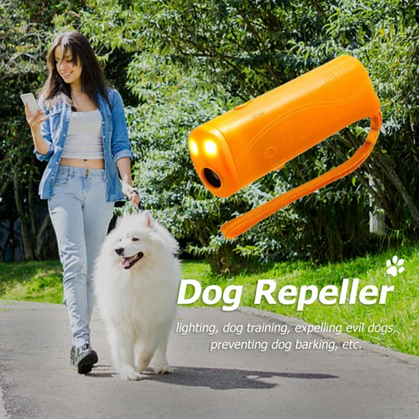 Ultrasonic Bark Arrester Lightweight with LED Flashlight Dog Repeller Plastic Dog Protection Device for Pet Training Accessories - Image 5