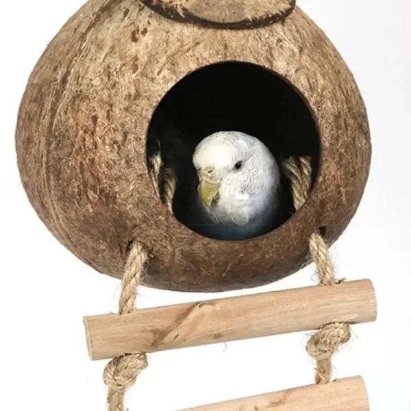 Parrot Natural Coconut Shell Bird Nest Hideout House Playpen Bird Supplies For Hamster Guinea Pigs Birds Houses Habitats - Image 6