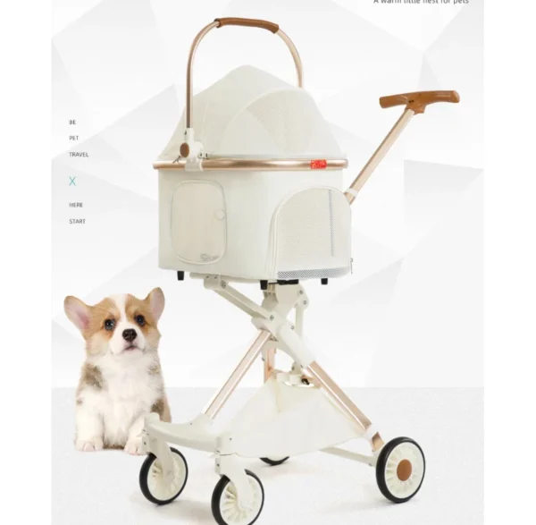 Foldable Pet Stroller 4 Wheels Lightweight Outdoor Travel Pet Trolley Bearing Weight 15 KG For Cats Small Dogs Pet Supplies