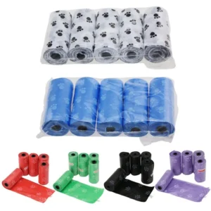 5pcs Paw Printing Pet Garbage Bag Dog Poop Bag Garbage Bags Doggie Outdoor Home Clean Refill Garbage Bag