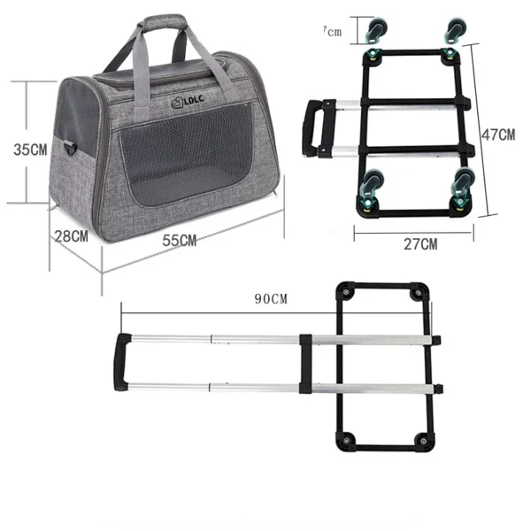 Breathable Portable Outing Puppy Carrier Pull Rod Box Pet Trolley Case Cat Travel Transport Bag Cat Cage Handbag Dog Backpack - Image 6
