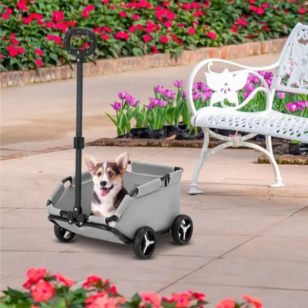 Small Dog Stroller Pet Carriage Rolling Dog Carrier 4 Wheels Lightweight Folding Trolley Dog Cart For Travelling Shopping - Image 3