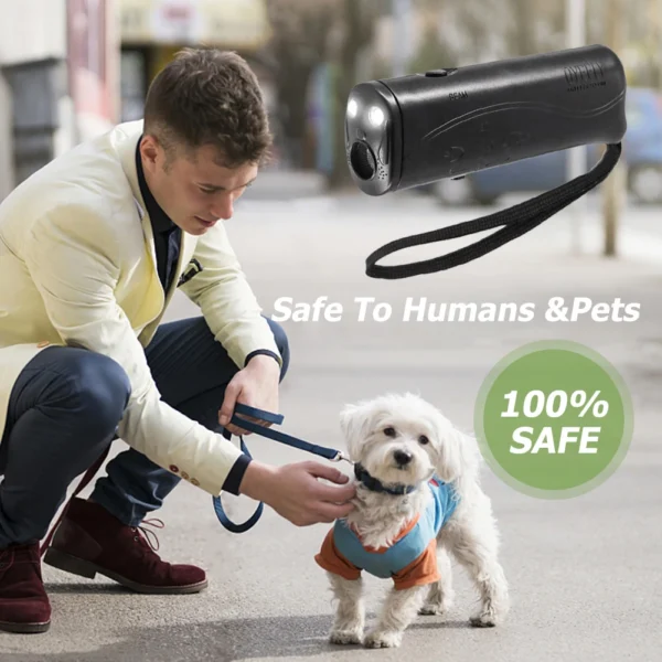 Ultrasonic Bark Arrester Lightweight with LED Flashlight Dog Repeller Plastic Dog Protection Device for Pet Training Accessories - Image 2