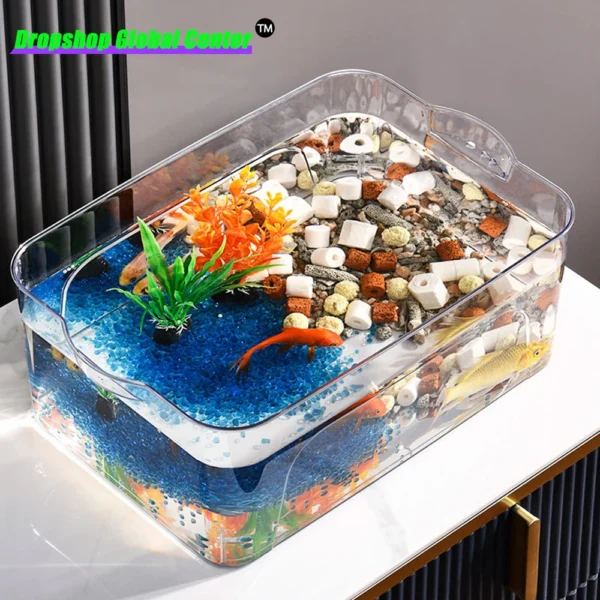 Transparent Acrylic Ornamental Fish Tank Ecological Breeding Box Living Room Desktop Landscaping Fish Tank Fishbowl Aquarium - Image 2