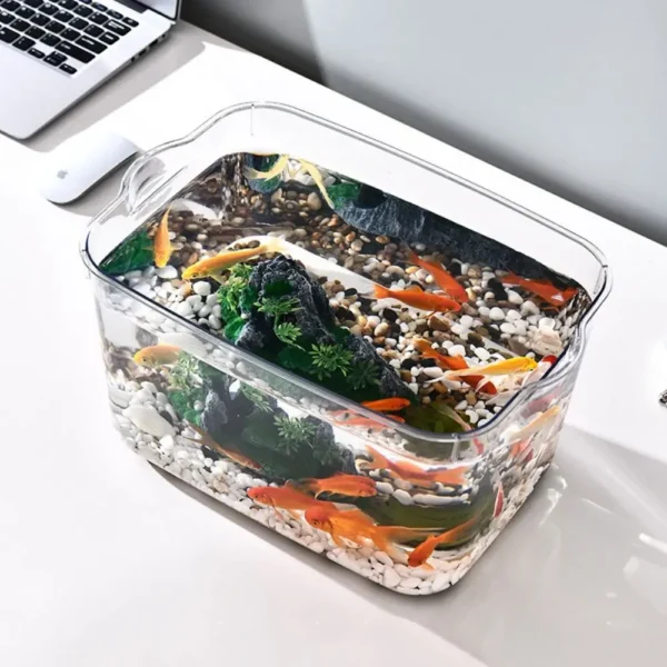 Transparent Explosion-proof Plastic Fish Tank Fall Prevention PET Desktop Goldfish Bowl Small Ecological Water Tank - Image 3