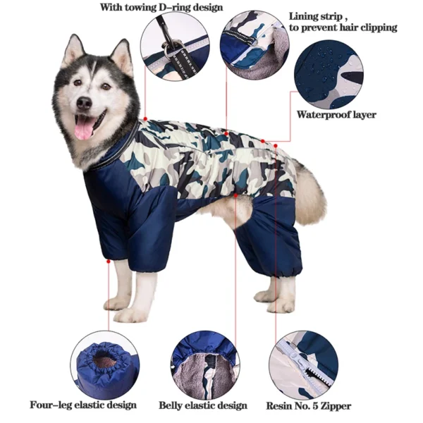 Winter Dog Clothes Super Warm Large Dogs Jacket Thicken Pet Cotton Coat Waterproof Dog Jumpsuits For French-Bulldog Overalls - Image 3