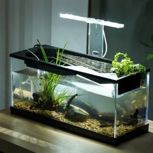 Betta Fish Tank Aquarium Fish Tank Kit With Transparent Cover LED Light Ecological Cycle System Heating Desktop Micro Fishbowl