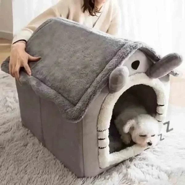 Indoor Warm Dog House Soft Pet Bed Tent House Dog Kennel Cat Bed Suitable Four Season Universal Removable and Washable Cushion - Image 3