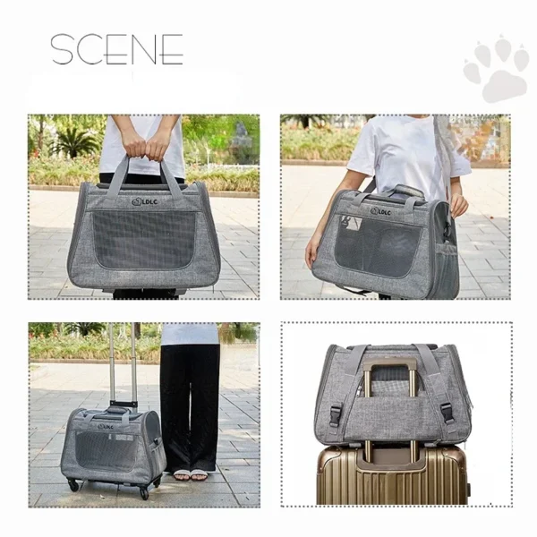 Breathable Portable Outing Puppy Carrier Pull Rod Box Pet Trolley Case Cat Travel Transport Bag Cat Cage Handbag Dog Backpack - Image 2