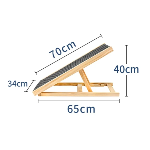 Wooden Adjustable 2 Tier Cat Ramp Pet Dog Climbing Ladder Dog Slope Sofa Ladder Pet Anti-Slip Slope Ladder Foldable For Puppy - Image 5