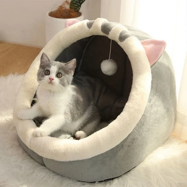 Cat Bed House Kennel Nest Round Pets Sleeping Cave Kitten Beds Pet Basket Cozy Kitten Lounger Cushion Cat House Tent Dog House - Image 3