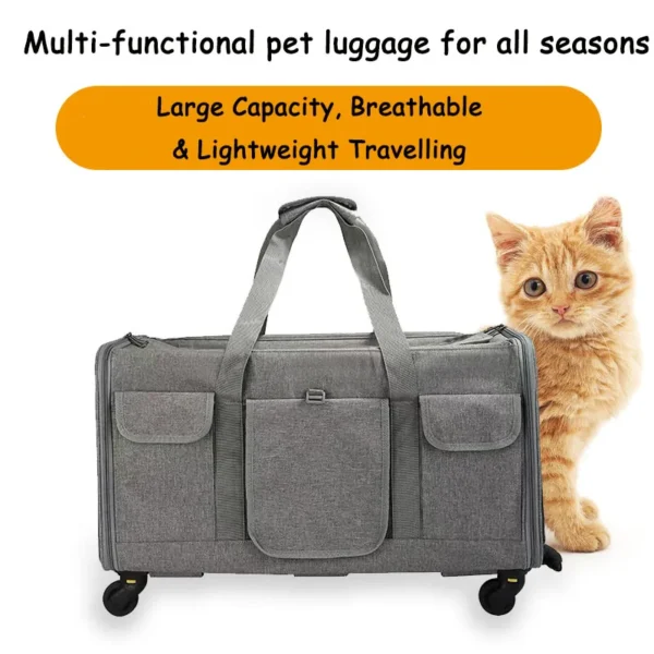 Breathable Pet Trolley Case Large Portable Lightweight Cat bag detachable dog Trolley Case outdoor Cat dog travel Carrier bag - Image 4