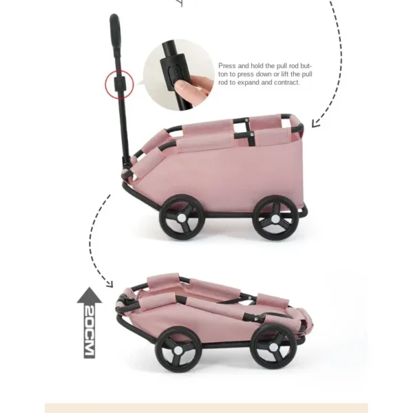 4 Wheels lightweight Folding Dog Teddy Stroller Dog Cat Pet Stroller for Travelling Shopping Walking Playing for Small Dogs Cats - Image 5