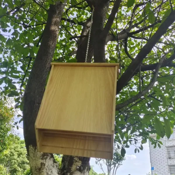 Outside Bat Habitat House Wooden Bat Shelter Outside Bat Habitat House Wooden Decor Wooden Bat Box Shelter & Nest - Image 4