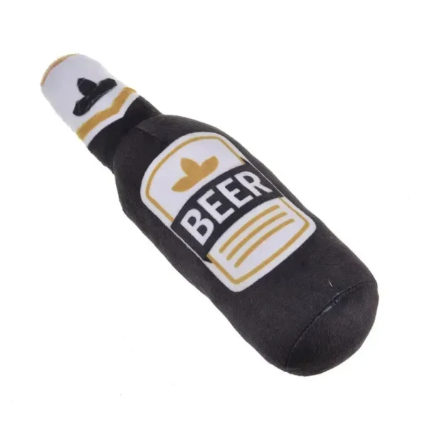 Dog Plush Toys Pet Squeaky Printed Beer Bottle Shape Toy Dog Bite-Resistant Clean Teeth Chew Toy Pet Supplies Interactive Toys - Image 5