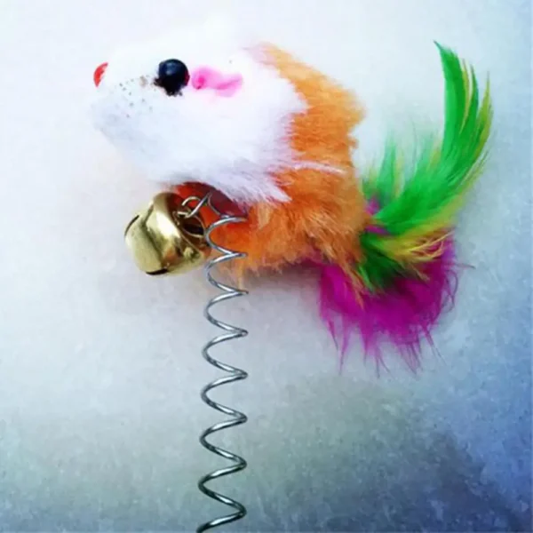 Funny Pet Toy Cat Sucker Spring Feather Mouse Shape Exercise Play Interactive Toy Cats Supplies Pet Accessories - Image 4
