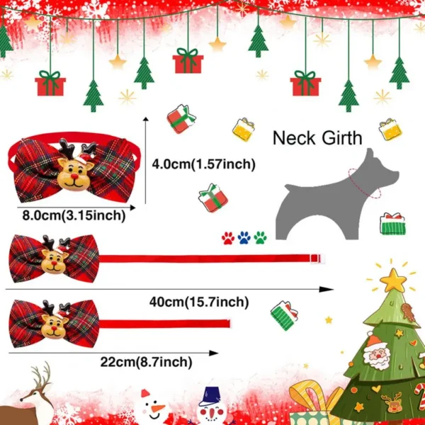 Dog Christmas Bow Tie Santa Claus Snowflake Snowman Bell Deer Bow-knot Xmas Themed Dog Cat Collar Neckteis Pet Supplies - Image 6
