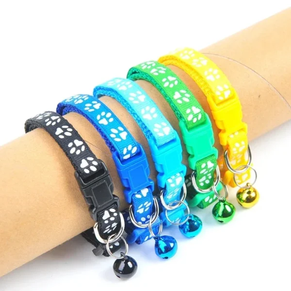 Adjustable Paw Print Collar for Cat, Colorful Pet Supplies, Cat Necklace, Bell Positioning Footprint, Dropship - Image 3