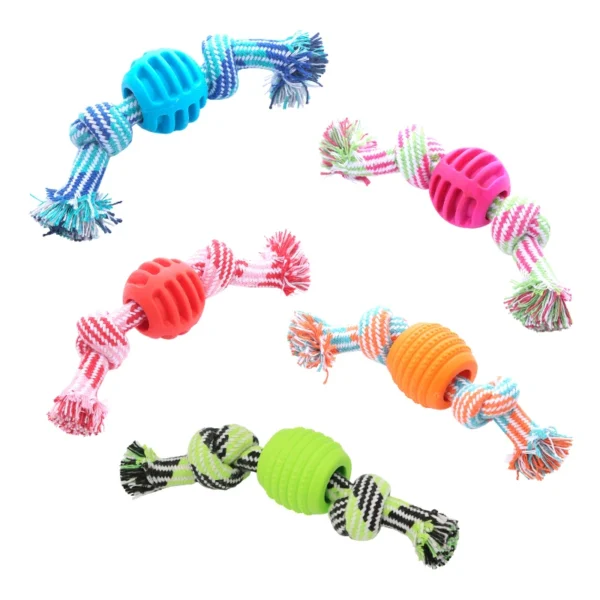 Pet dog toy Cotton rope double knot ball Bite resistant tooth cleaning toy ball pet supplies - Image 2