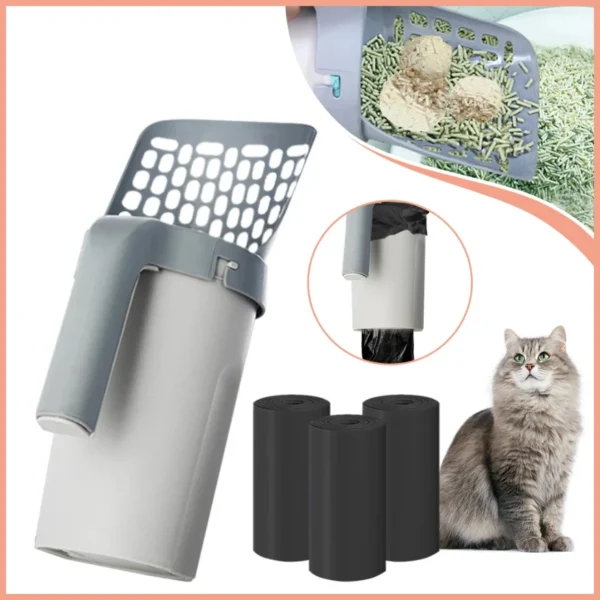 Cat Litter Scoop with Refill Bag For Pet Filter Clean Toilet Garbage Picker Cat Litter Box Self Cleaning Cat Supplies Accessory