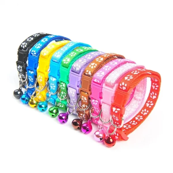 Adjustable Paw Print Collar for Cat, Colorful Pet Supplies, Cat Necklace, Bell Positioning Footprint, Dropship - Image 2