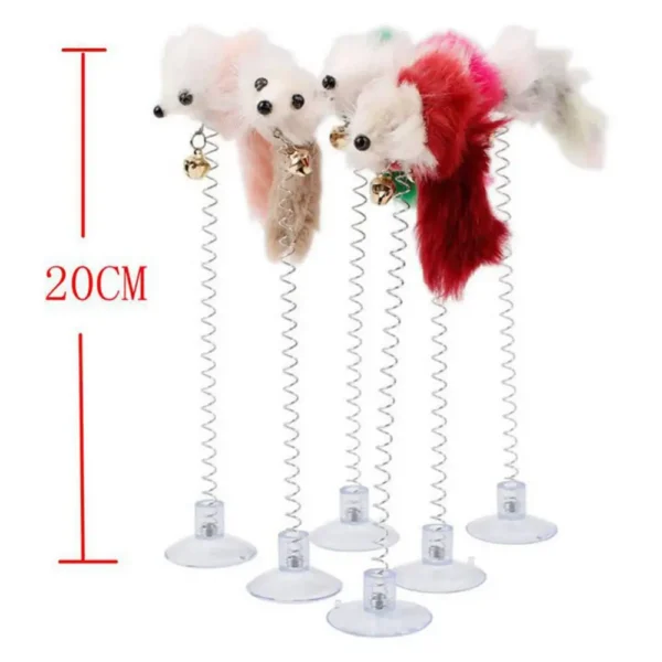 Funny Pet Toy Cat Sucker Spring Feather Mouse Shape Exercise Play Interactive Toy Cats Supplies Pet Accessories - Image 6