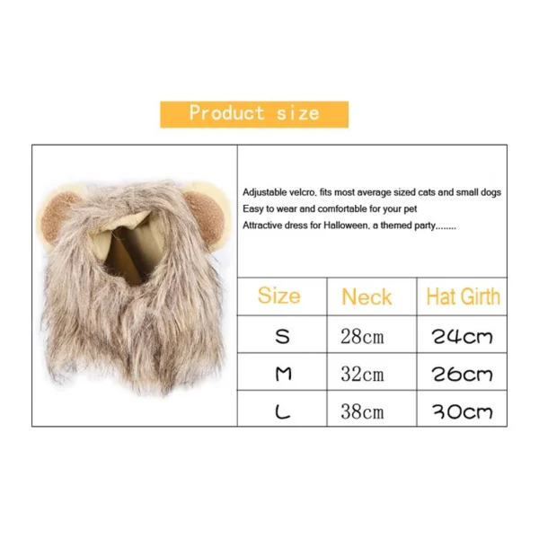 Funny Pets Clothes Cap Cute Cat Wig Lion Mane Costume Cosplay Kitten Dog Hat with Ears Fancy Party Supplies - Image 6