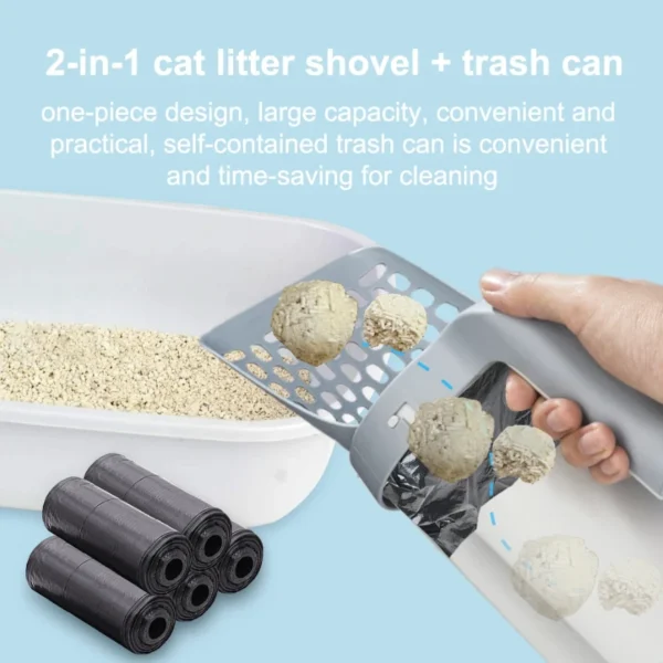 Cat Litter Scoop with Refill Bag For Pet Filter Clean Toilet Garbage Picker Cat Litter Box Self Cleaning Cat Supplies Accessory - Image 2