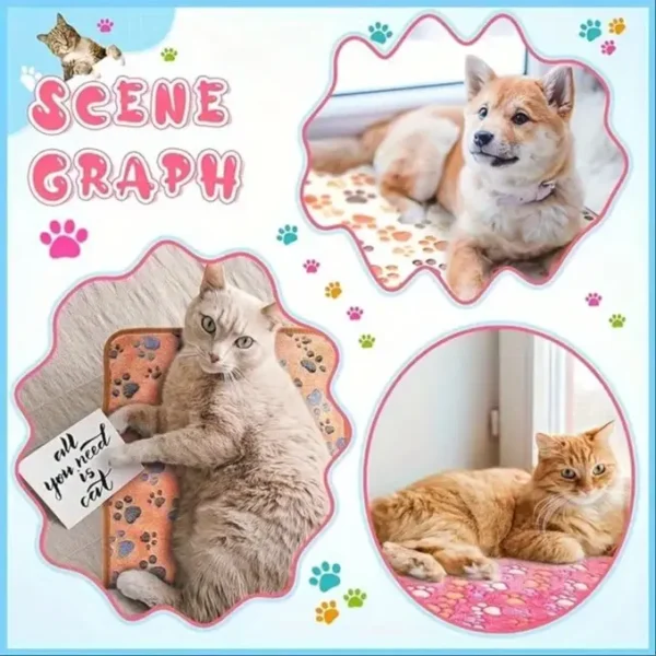 Dog Bed Mat Blanket Soft Fluffy Pet Blanket Cute Paws Pattern Cat Dog Soft Blanket Pet Mat Pet Supplies for Cat Dogs - Image 2