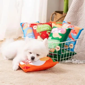 Dog Squeaky Toys Stuffed Snack Shape Plush Dog Toy Squeaky Interactive Dog Chew Teething Toys For Small Dogs Puppies Medium Pet