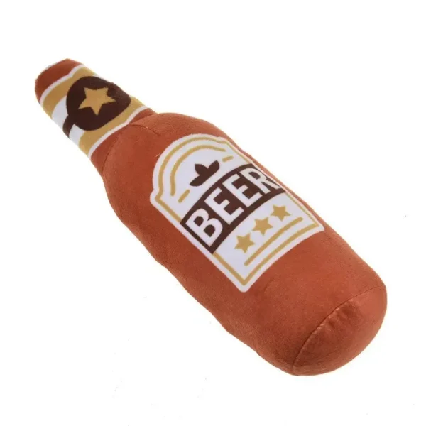 Dog Plush Toys Pet Squeaky Printed Beer Bottle Shape Toy Dog Bite-Resistant Clean Teeth Chew Toy Pet Supplies Interactive Toys - Image 6