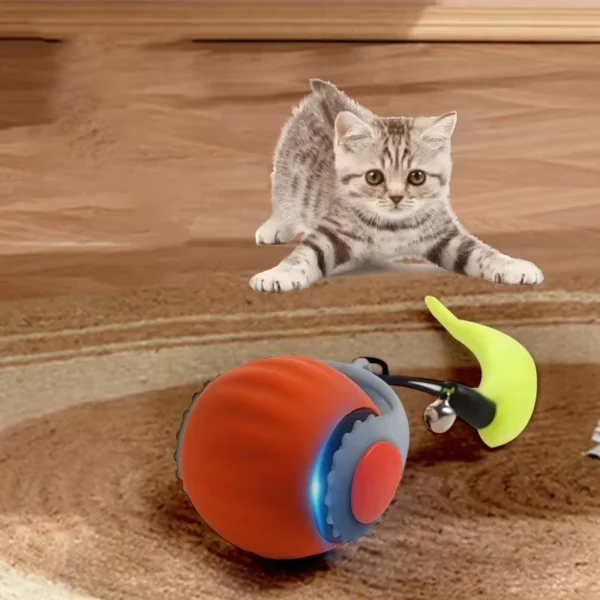 Cat Interactive Ball Toys Automatic Rolling Ball Faux Tail Rechargeable Smart Pet Electric Toy Dog Cat Training Imitate Mouse - Image 2