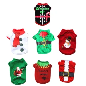 Red and Green Costume Festive Santa Pattern for Small Dogs to Large Dogs for Christmas Pet Clothes Holiday Photo Props