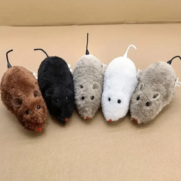 1/5pcs Fun and Interactive Plush Wind-Up Mouse Toy for Cats Dogs and Kids Mechanical Moving Animal Toy for Playtime and Pranks - Image 4