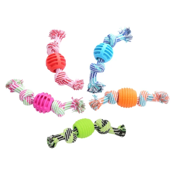 Pet dog toy Cotton rope double knot ball Bite resistant tooth cleaning toy ball pet supplies - Image 3