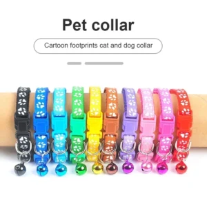 Adjustable Paw Print Collar for Cat, Colorful Pet Supplies, Cat Necklace, Bell Positioning Footprint, Dropship