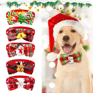 Dog Christmas Bow Tie Santa Claus Snowflake Snowman Bell Deer Bow-knot Xmas Themed Dog Cat Collar Neckteis Pet Supplies