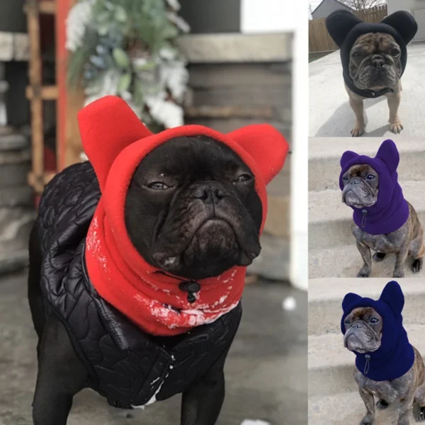 Cute Dog's Fleece Bat Hat Soft Warm Adjustable French Bulldogs Winter Hats Pet Supplies - Image 2