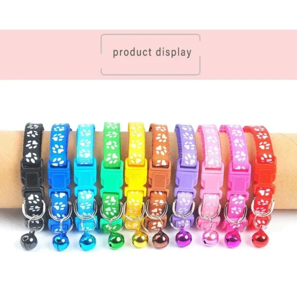 Adjustable Paw Print Collar for Cat, Colorful Pet Supplies, Cat Necklace, Bell Positioning Footprint, Dropship - Image 4