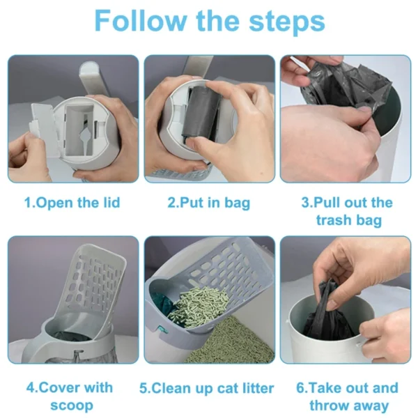 Cat Litter Scoop with Refill Bag For Pet Filter Clean Toilet Garbage Picker Cat Litter Box Self Cleaning Cat Supplies Accessory - Image 6