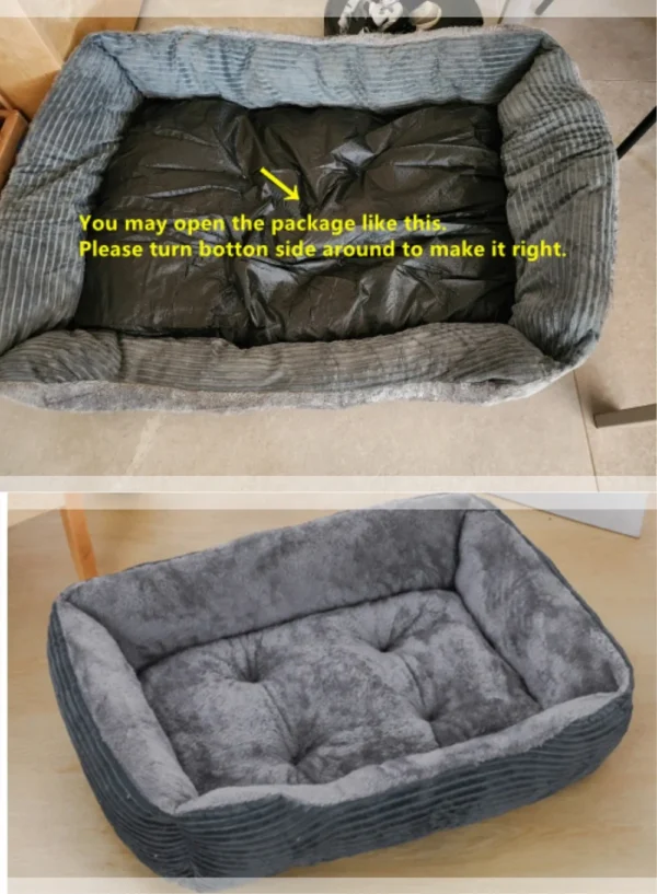 Bed for Dog Cat Pet Square Plush Kennel Medium Small Dog Sofa Bed Cushion Pet Calming Dog Bed House Pet Supplies Accessories - Image 5