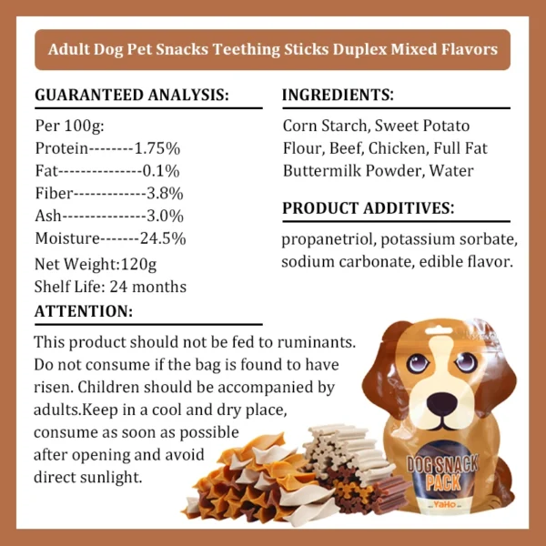 Dog Snacks Teething Stick 120g Mixed Flavor Tooth Cleaning Bone Fresh Breath Adult Dogs Puppy Training Reward Pet Snack Food - Image 6