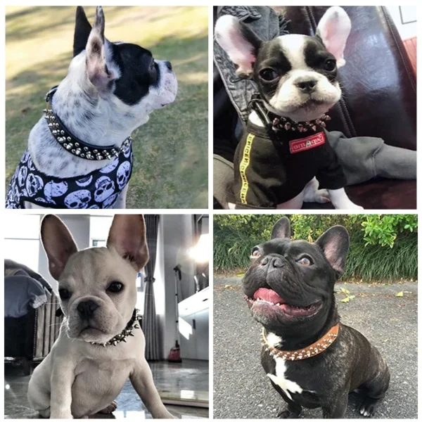 Adjustable Leather Pet Dog collar Neck Strap Supplies PU Leather Punk Rivet Spiked Dog Collar Pet Collars For Small Dog Cat - Image 6