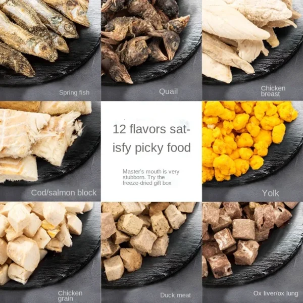 Cat Snacks Big Gift Pack Cat Chicken Quail Freeze-dried Kitty Nutrition Little Fish Freeze-dried Meat 500g - Image 2